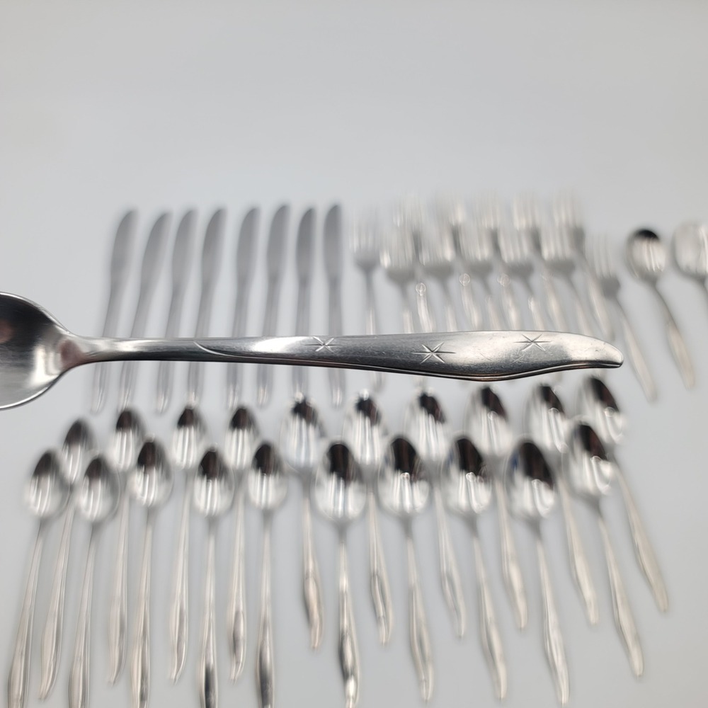 41pc Mar-Crest Citation Starburst Stainless Flatware Set Atomic Burst USA